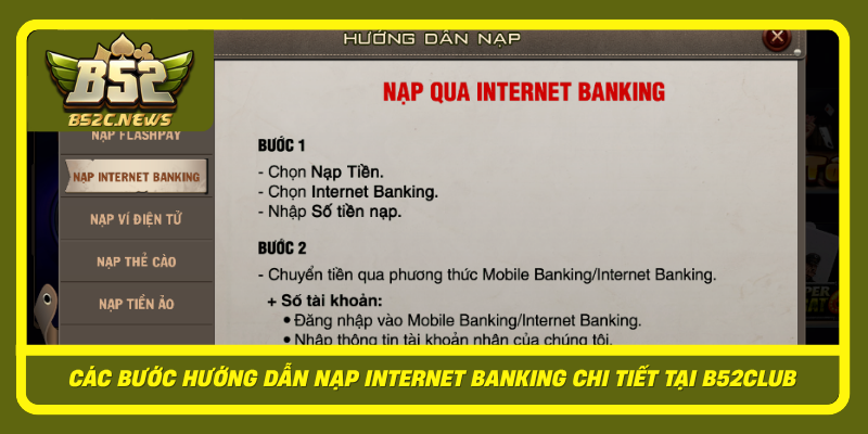 Cac Buoc Huong Dan Nap Internet Banking Chi Tiet Tai B52Club
