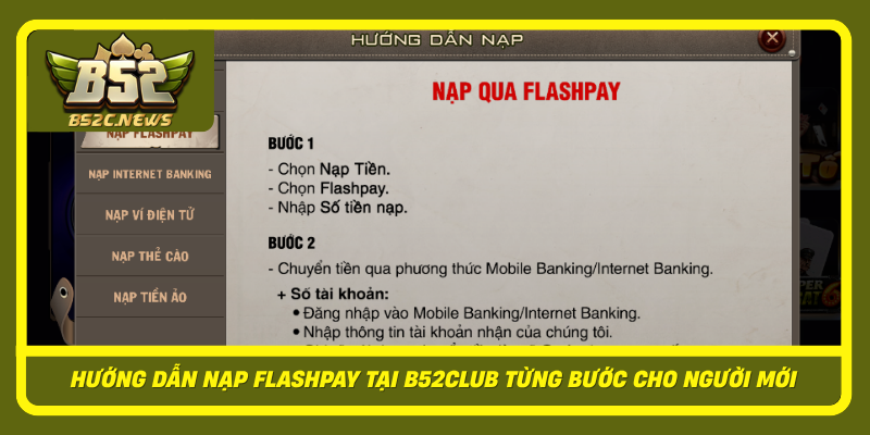 Huong Dan Nap Flashpay Tai B52Club Tung Buoc Cho Nguoi Moi