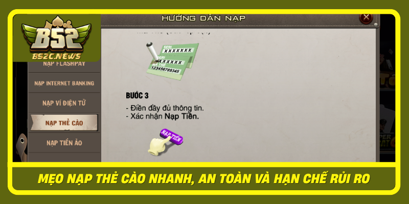 Hướng Dẫn Nạp Thẻ Cào Vào B52Club An Toàn Và Hiệu Quả 3 Meo Nap The Cao Nhanh An Toan Va Han Che Rui Ro