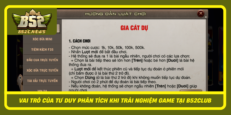 Gia Cát Dự Tại B52Club Và Cách Nâng Cao Trải Nghiệm Game 2 Vai Tro Cua Tu Duy Phan Tich Khi Trai Nghiem Game Tai B52Club